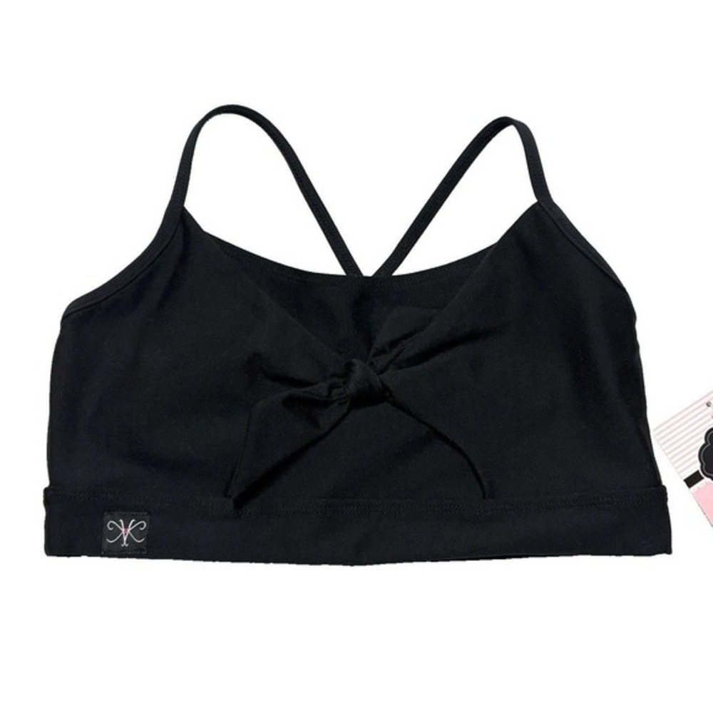 NWT Kandi Kouture Dancewear Dance Top Sports Bra Black Bow Teen Large TL 8/9 New